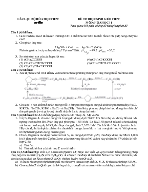 Đề thi học sinh giỏi THPT môn Hóa học 11 thời gian 150 phút không kể thời gian phát đề